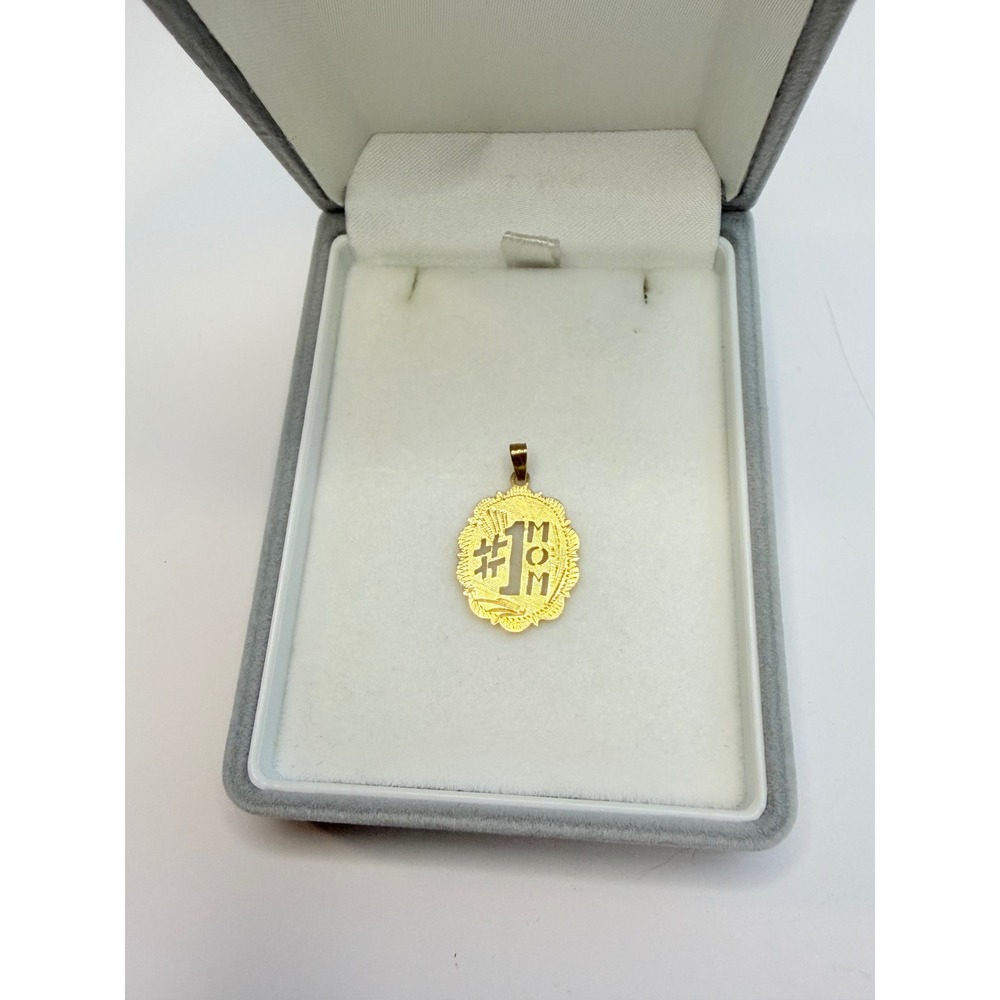 Vintage 14K Yellow Gold #1 Mom Pendant Charm